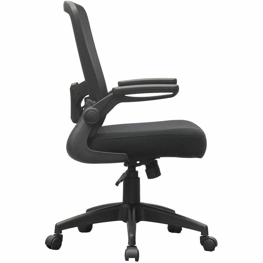 Boss Flip Arm Mesh Back Task Chair, Black, Foam/Fabric Seat, Mesh Back, Flip-up Arms, 5-star Base, Adjustable Height, Swivel, 1 Each
