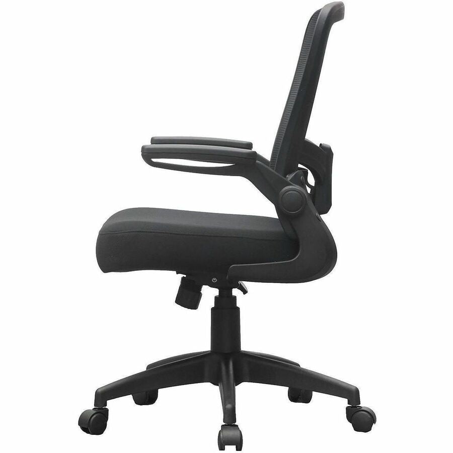 Boss Flip Arm Mesh Back Task Chair, Black, Foam/Fabric Seat, Mesh Back, Flip-up Arms, 5-star Base, Adjustable Height, Swivel, 1 Each