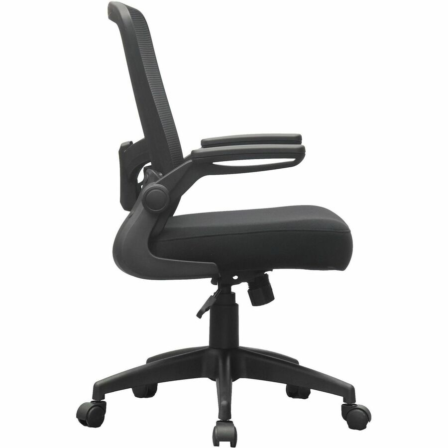Boss Flip Arm Mesh Back Task Chair, Black, Foam/Fabric Seat, Mesh Back, Flip-up Arms, 5-star Base, Adjustable Height, Swivel, 1 Each