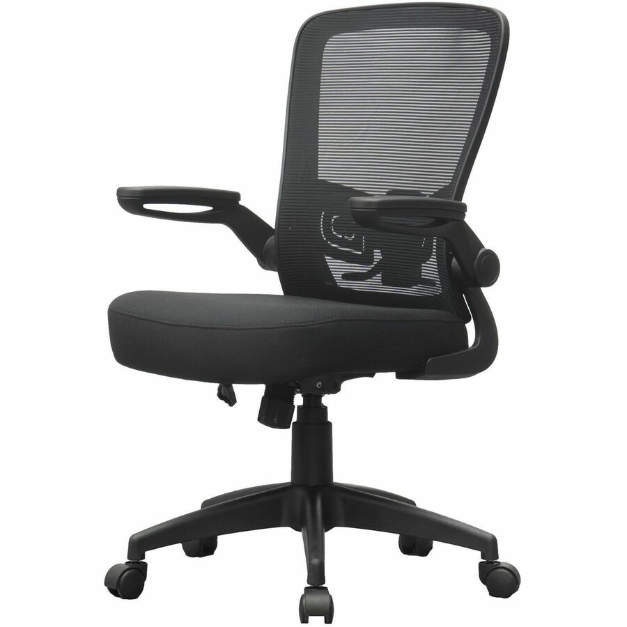 Boss Flip Arm Mesh Back Task Chair, Black, Foam/Fabric Seat, Mesh Back, Flip-up Arms, 5-star Base, Adjustable Height, Swivel, 1 Each