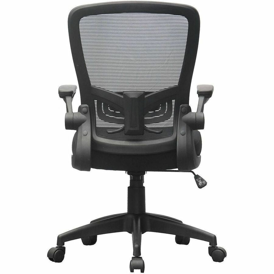 Boss Flip Arm Mesh Back Task Chair, Black, Foam/Fabric Seat, Mesh Back, Flip-up Arms, 5-star Base, Adjustable Height, Swivel, 1 Each