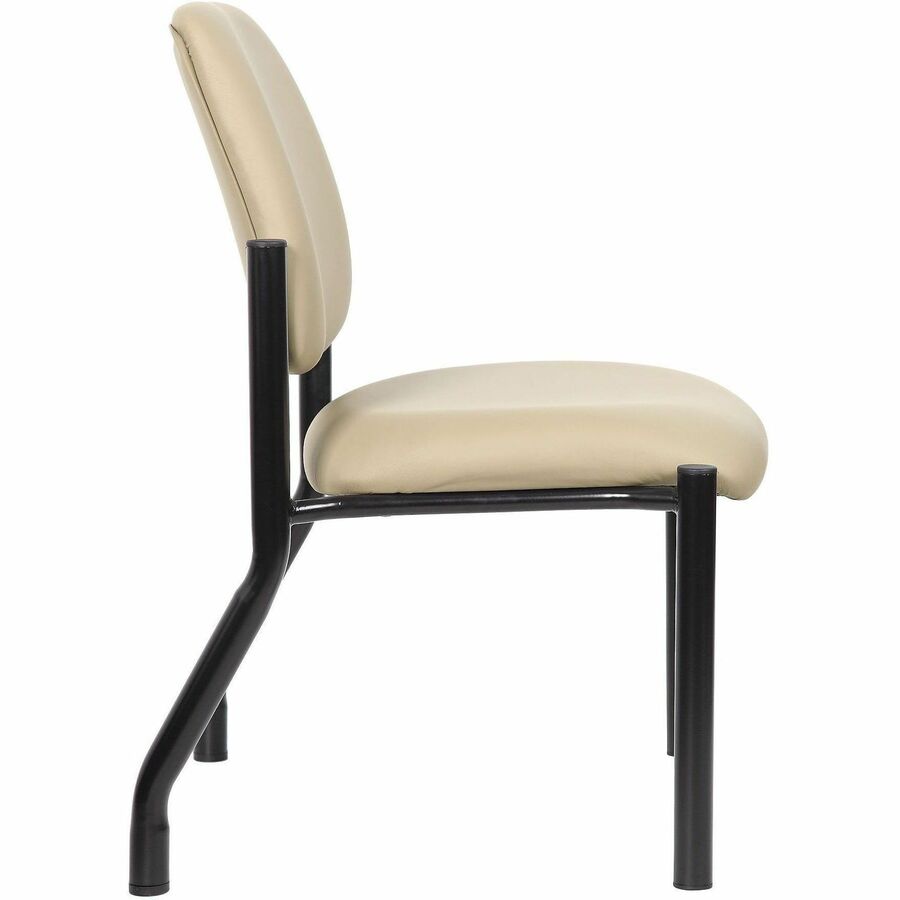 Boss Mid-back Guest Chair, Beige Vinyl, Tubular Steel Base, 1 Each