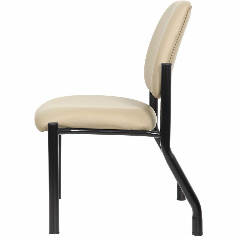 Boss Mid-back Guest Chair, Beige Vinyl, Tubular Steel Base, 1 Each