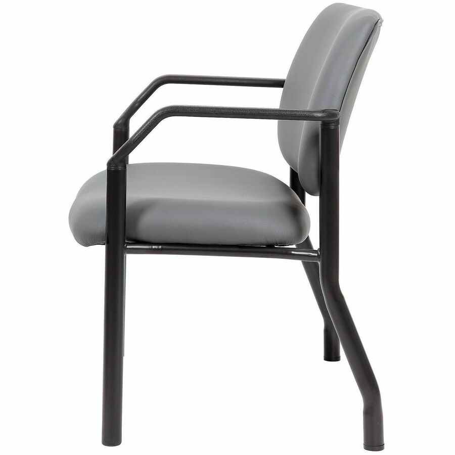 Boss Mid-back Guest Chair, Gray Vinyl, 1 Each