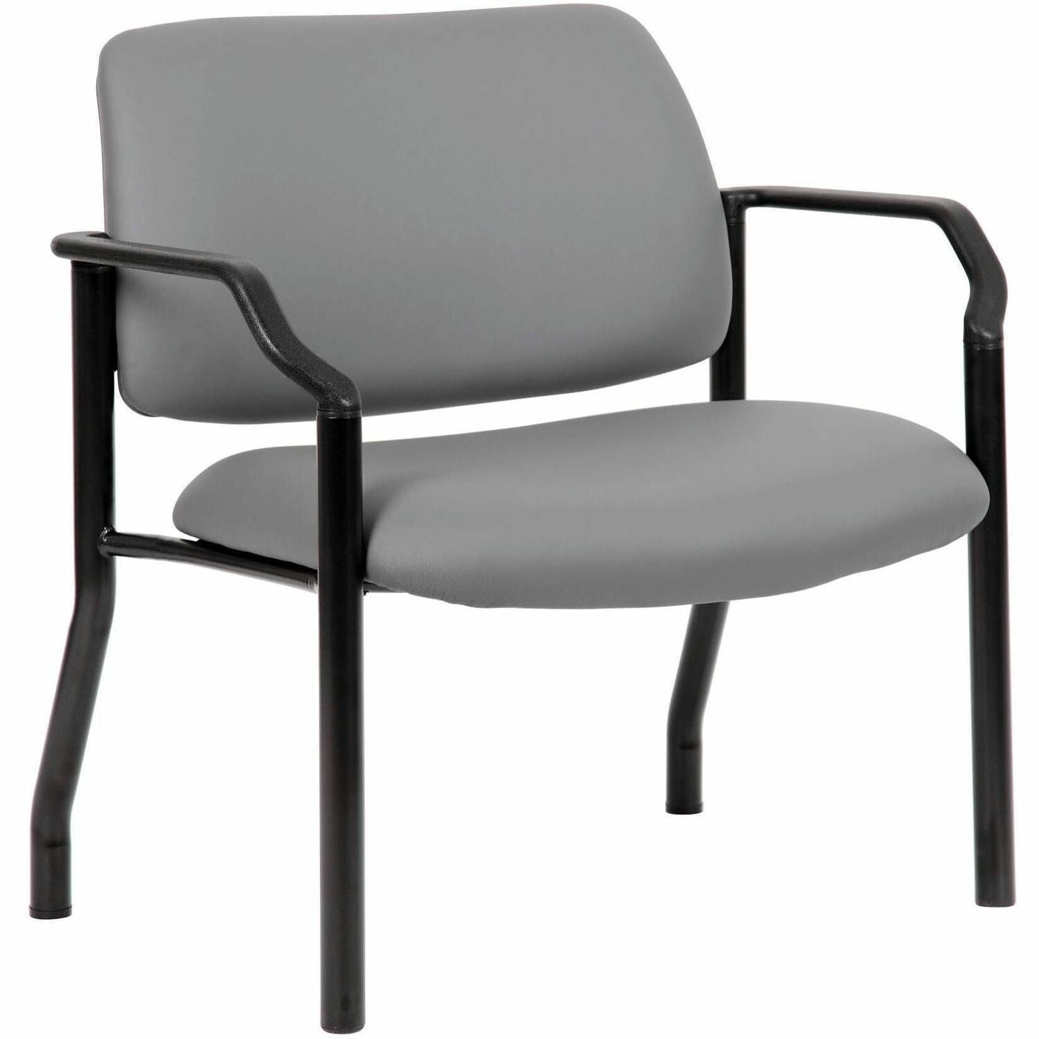 Boss Mid-back Guest Chair, Gray Vinyl, 1 Each