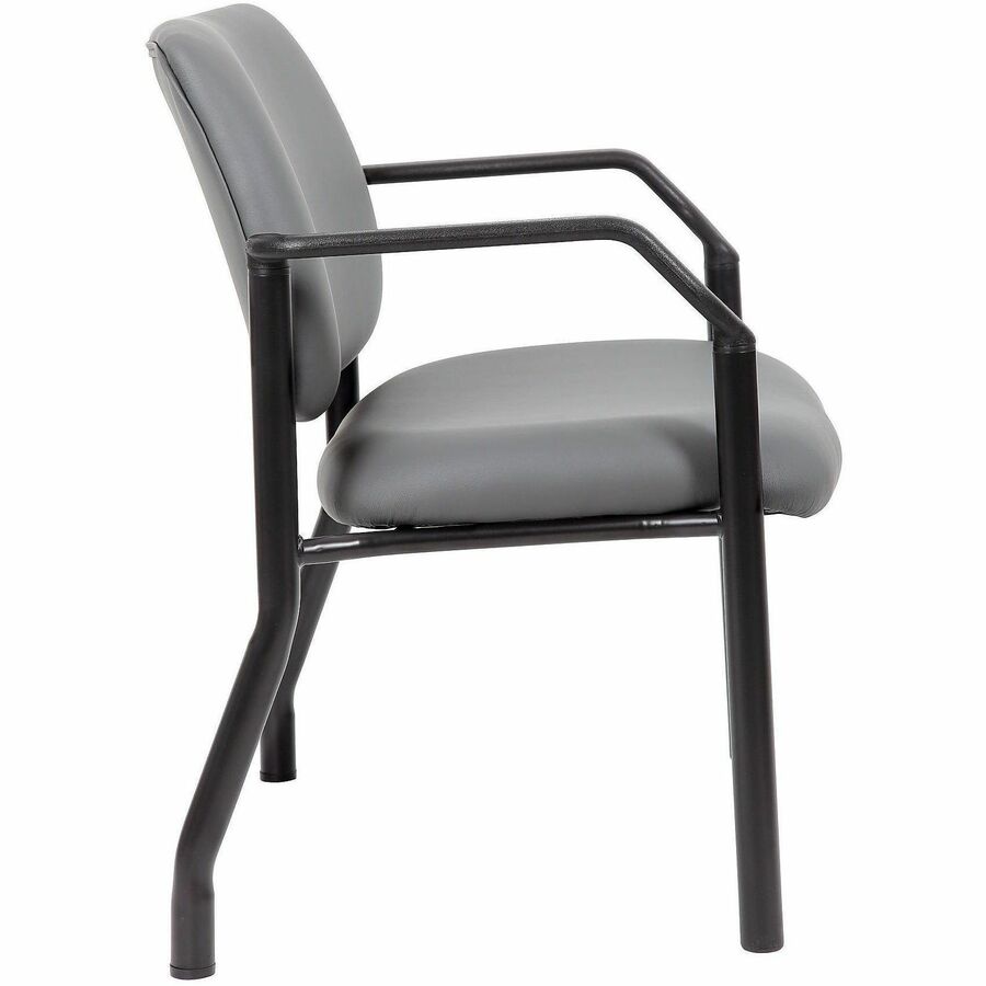 Boss Mid-back Guest Chair, Gray Vinyl, 1 Each