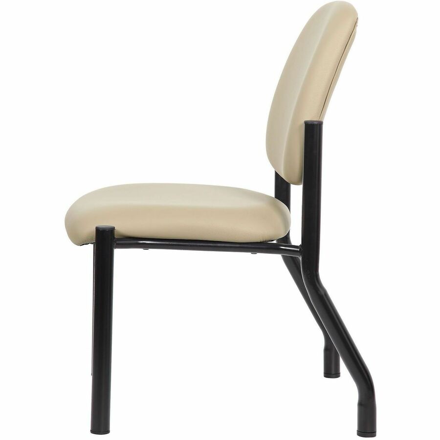 Boss Mid-back Guest Chair, Beige Vinyl, Tubular Steel Base, 1 Each