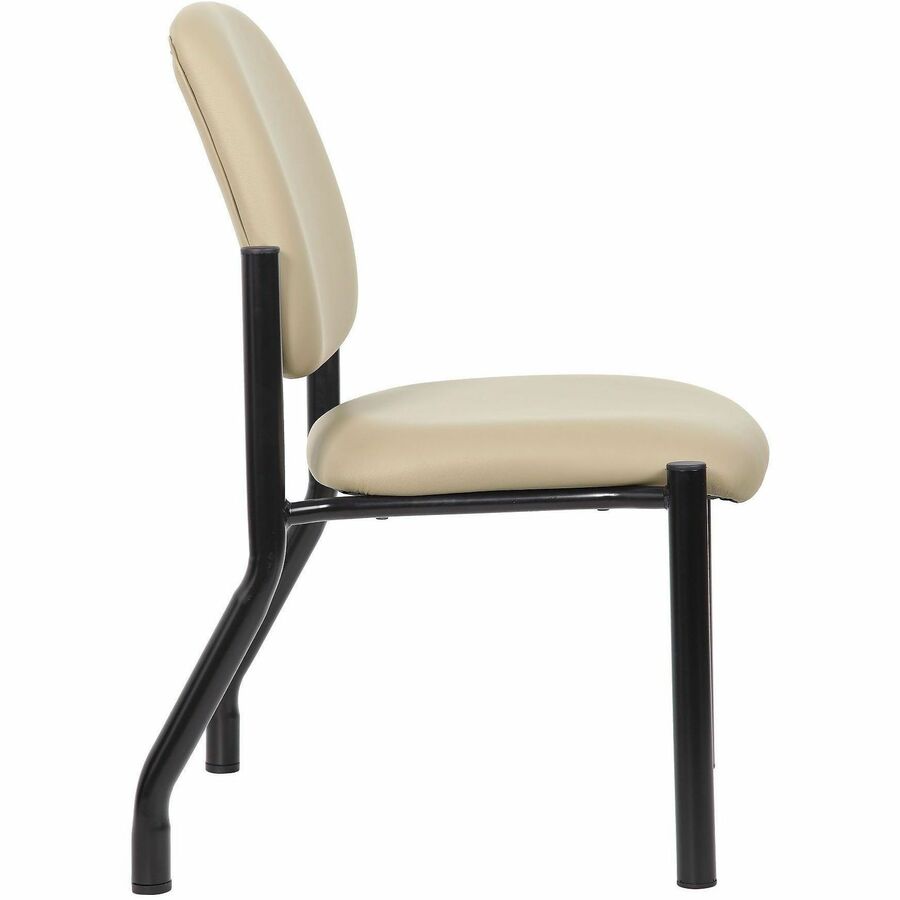 Boss Mid-back Guest Chair, Beige Vinyl, Tubular Steel Base, 1 Each
