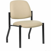 Boss Mid-back Guest Chair, Beige Vinyl, Tubular Steel Base, 1 Each
