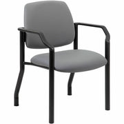 Boss Mid-back Guest Chair, Gray Vinyl, Tubular Steel Base, 1 Each