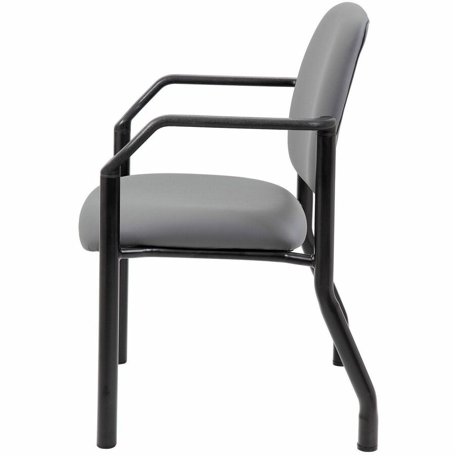 Boss Mid-back Guest Chair, Gray Vinyl, Tubular Steel Base, 1 Each