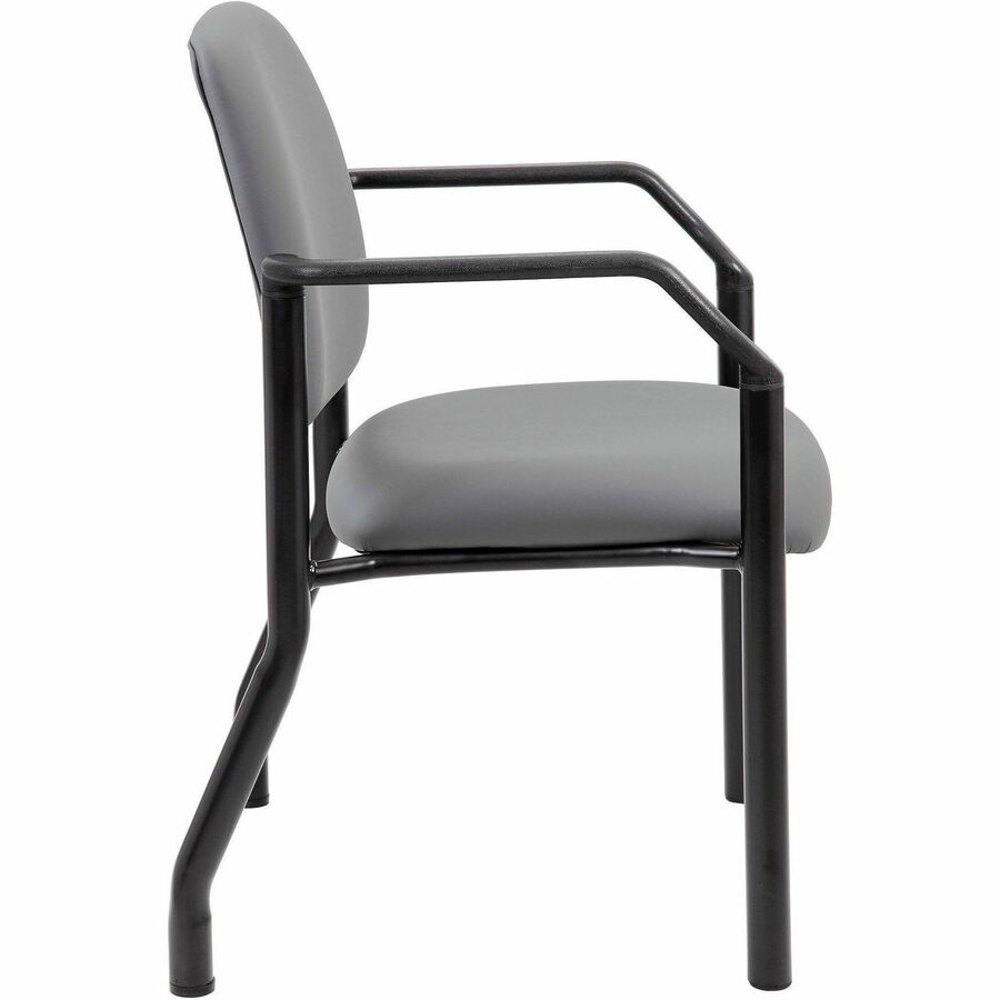 Boss Mid-back Guest Chair, Gray Vinyl, Tubular Steel Base, 1 Each