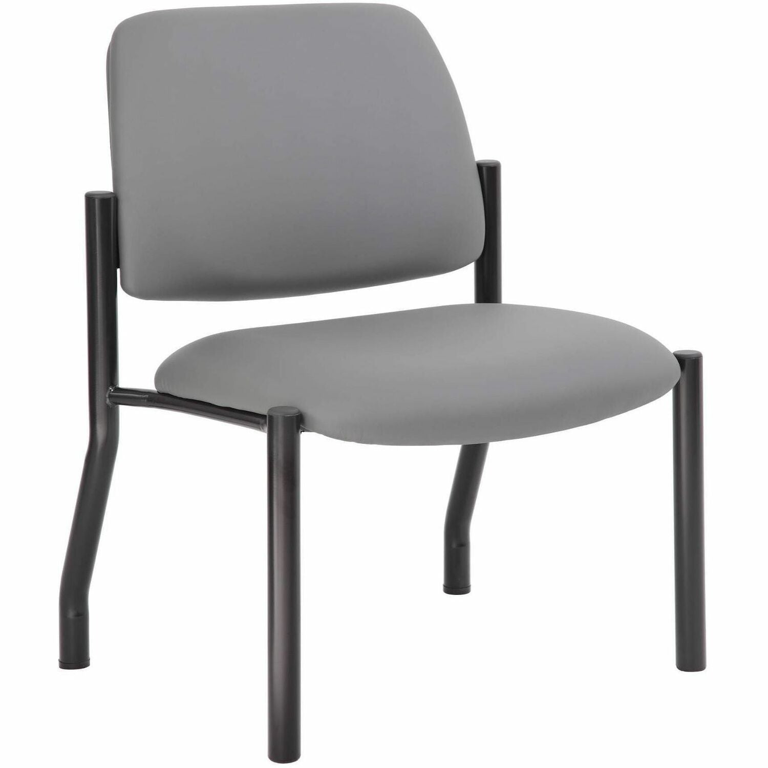 Boss Mid-back Guest Chair, Gray Vinyl, Tubular Steel Base, 1 Each
