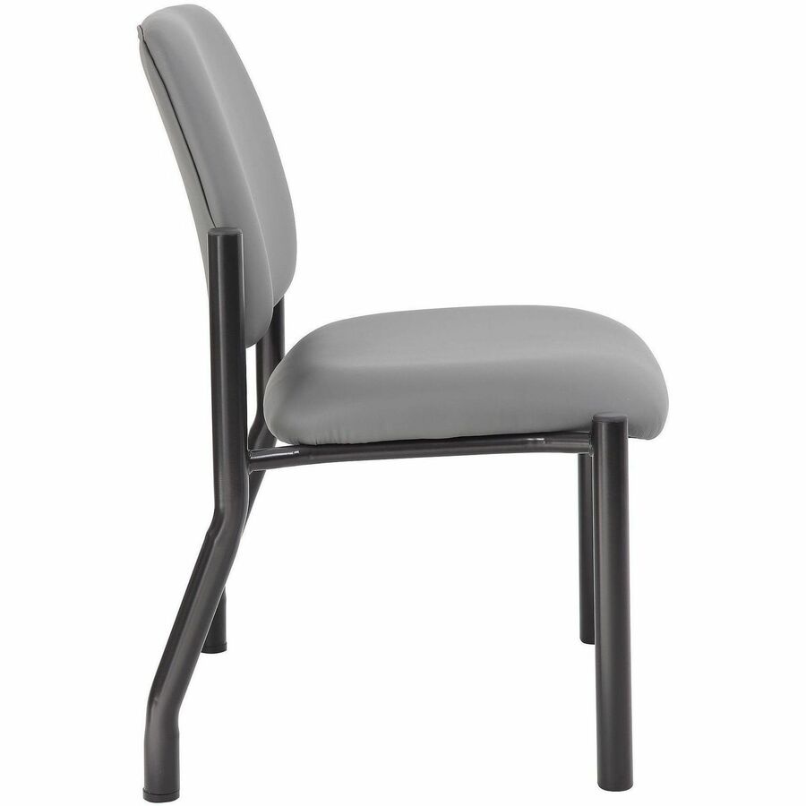 Boss Mid-back Guest Chair, Gray Vinyl, Tubular Steel Base, 1 Each