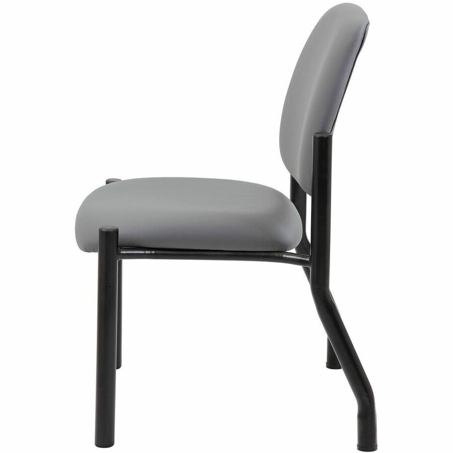 Boss Mid-back Guest Chair, Gray Vinyl, Tubular Steel Base, 1 Each
