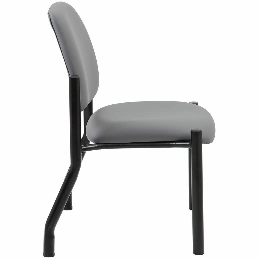 Boss Mid-back Guest Chair, Gray Vinyl, Tubular Steel Base, 1 Each