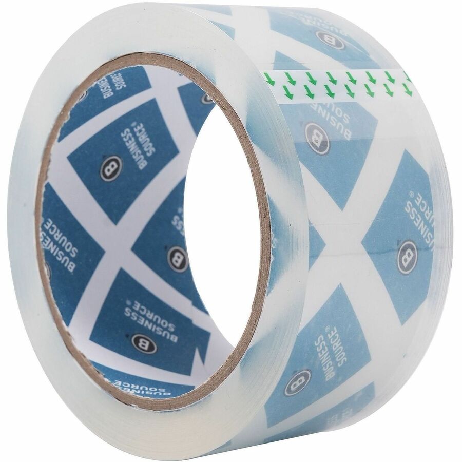Business Source Crystal Clear Packaging Tape, 2" x 55 yd, 2.5 mil Thickness, 3" Core, Poly, Acrylic Adhesive, Clear, 6 Pack