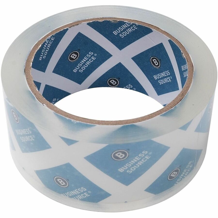 Business Source Crystal Clear Packaging Tape, 2" x 55 yd, 2.5 mil Thickness, 3" Core, Poly, Acrylic Adhesive, Clear, 6 Pack