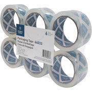 Business Source Crystal Clear Packaging Tape, 2" x 55 yd, 2.5 mil Thickness, 3" Core, Poly, Acrylic Adhesive, Clear, 6 Pack