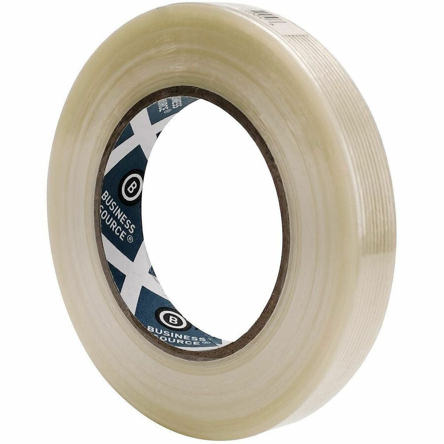 Business Source Filament Tape, 0.75" x 60 yd, 3" Core, White, Fiberglass Reinforced, 1 Roll