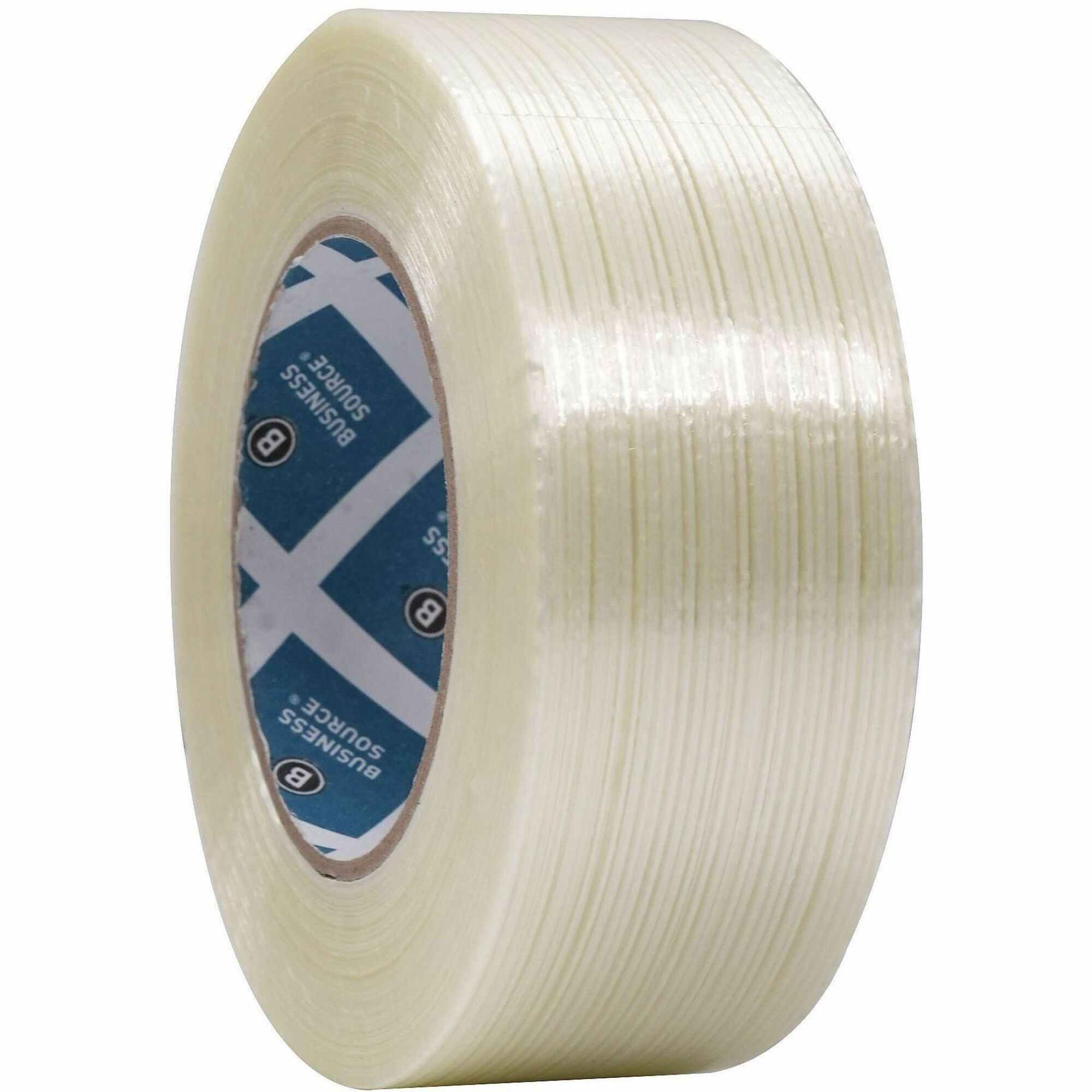 Business Source Filament Tape, 2" x 60 yd, 3" Core, White, Fiberglass Reinforced, 1 Roll