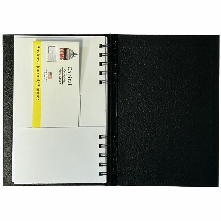 Business - 5" x 8" Sheet Size - Bright White Sheet - Black Cover - Acid-free, Pocket, Bleed Resistant, Expandable Inner Pocket, Eco-friendly, Durable Cover, Hard Cover, Built-in Planner, Smooth - 1 Each