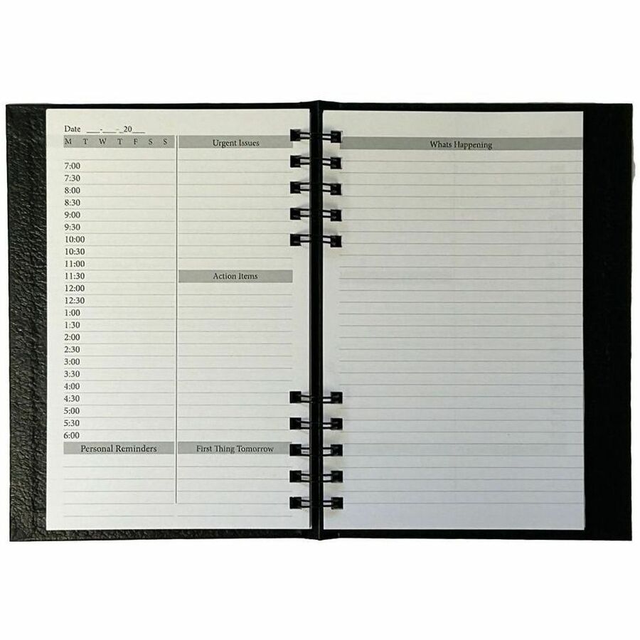 Business - 5" x 8" Sheet Size - Bright White Sheet - Black Cover - Acid-free, Pocket, Bleed Resistant, Expandable Inner Pocket, Eco-friendly, Durable Cover, Hard Cover, Built-in Planner, Smooth - 1 Each