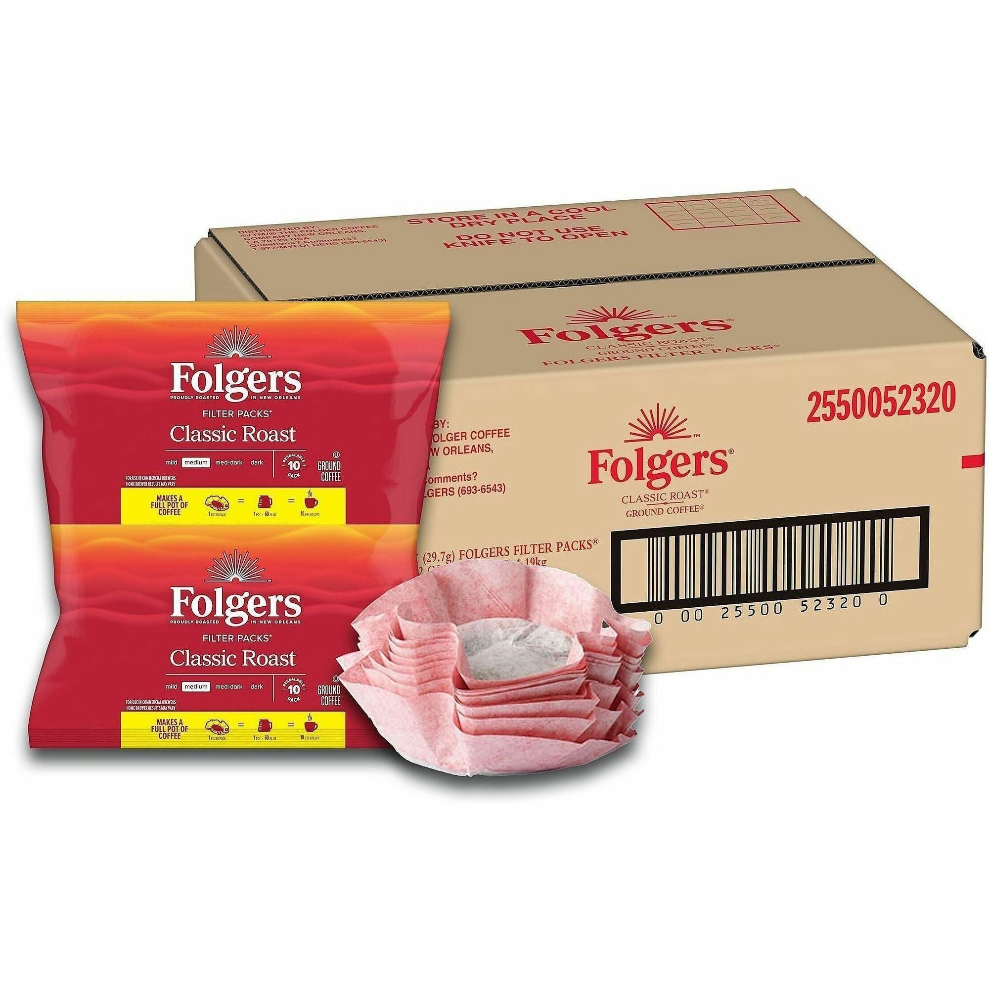Folgers Filter Pack Coffee, Classic, 40 Filter Packs per Carton