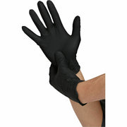 Genuine Joe Nitrile Work Gloves, Large, Black, 3 mil, 100/Box