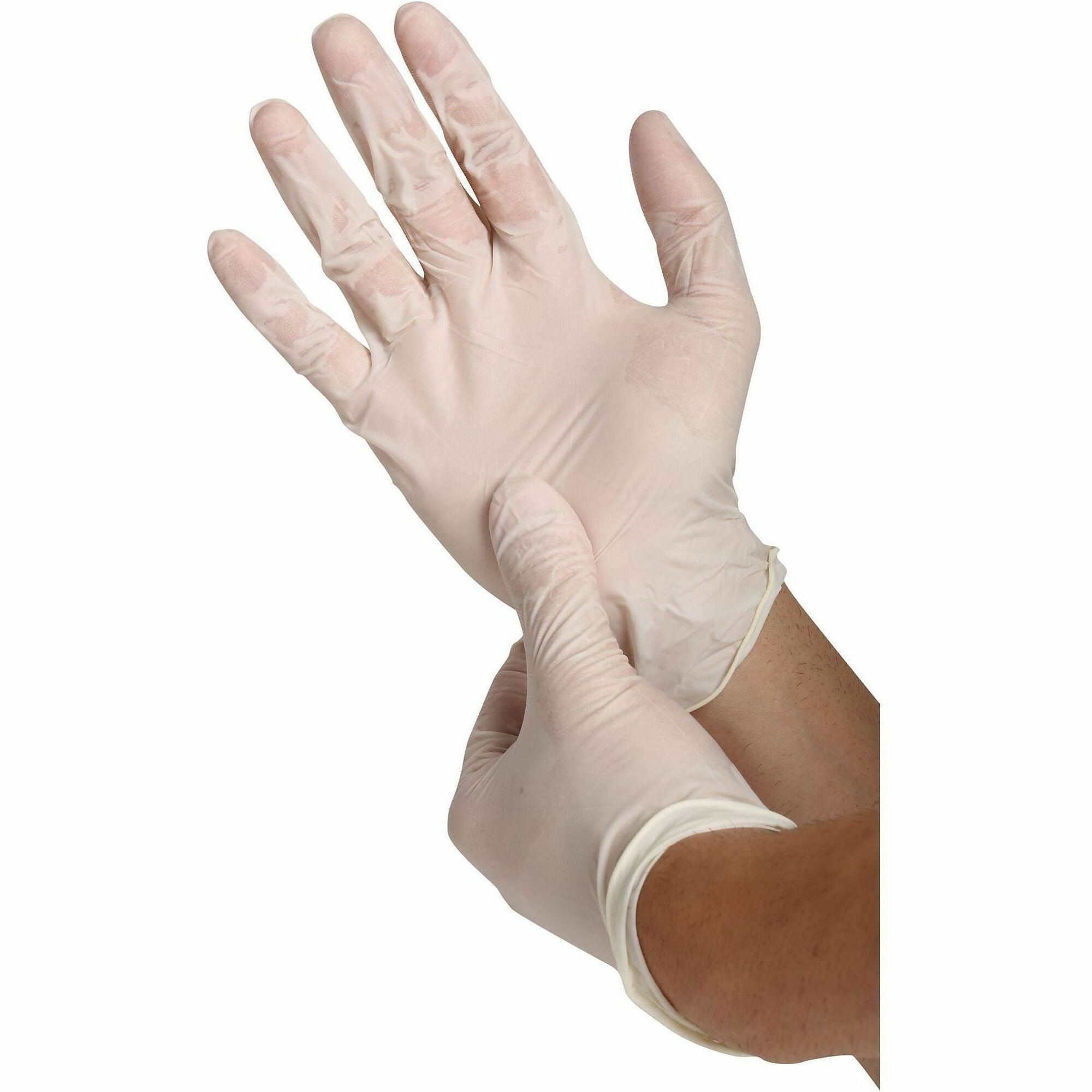 Genuine Joe Work Gloves, Small, 4 mil Latex, White, 100/Box