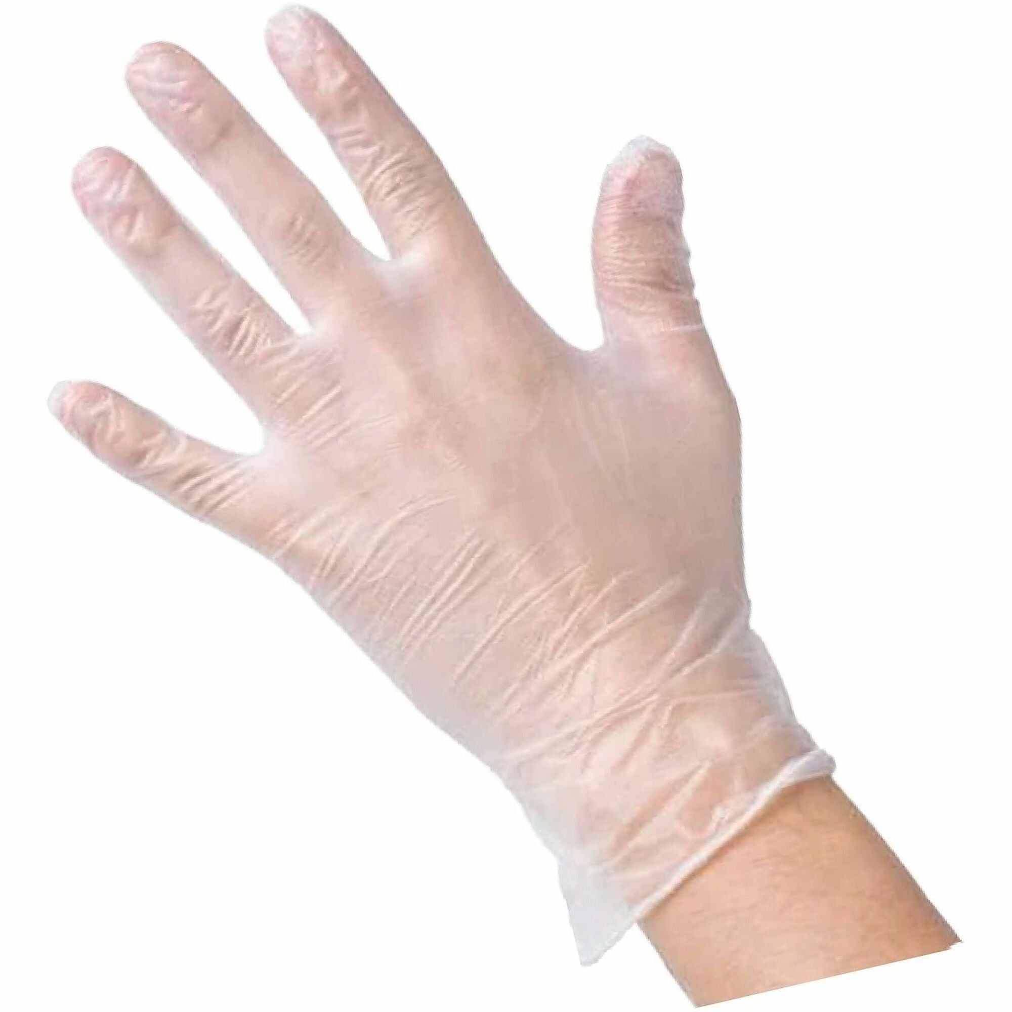 Genuine Joe Work Gloves, Large, Vinyl, Clear, 3 mil, 100/Box