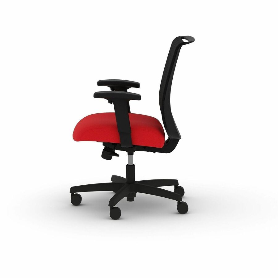 HON Convergence Synchro Tilt Task Chair - Black Back Color - Mesh Back Material - 5-star Base - Red - Armrest - 1 Each