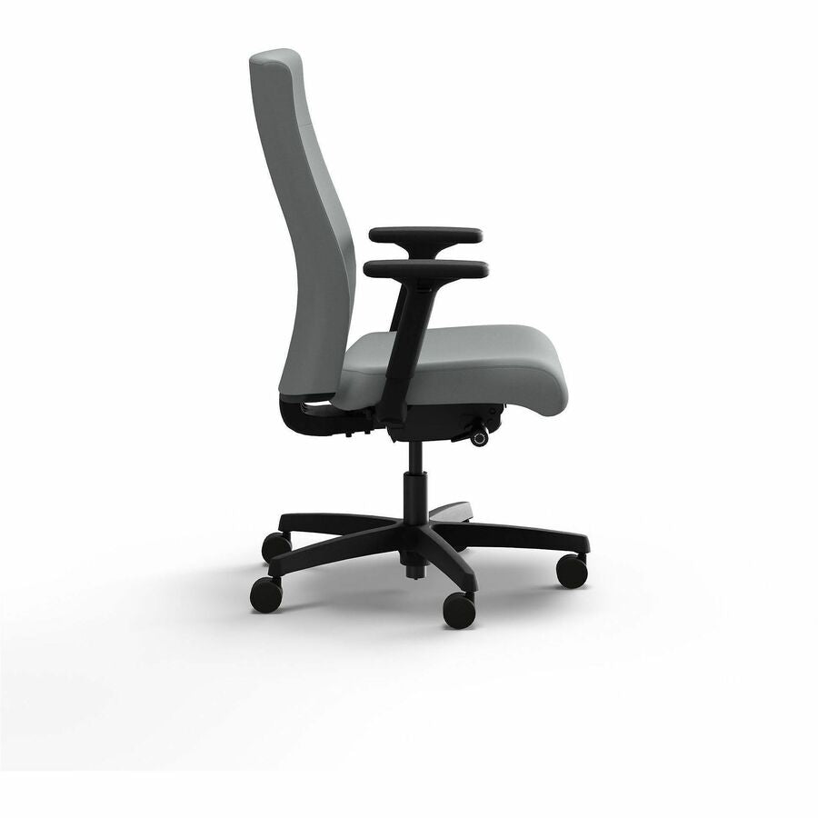 HON Ignition 2.0 Chair - Gray Seat Color - Vinyl Seat Material - Black Back Color - Vinyl Back Material - Black Frame Color - Plastic Frame Material - High Back - 5-star Base - Gray - Vinyl - Armrest - 1 Each