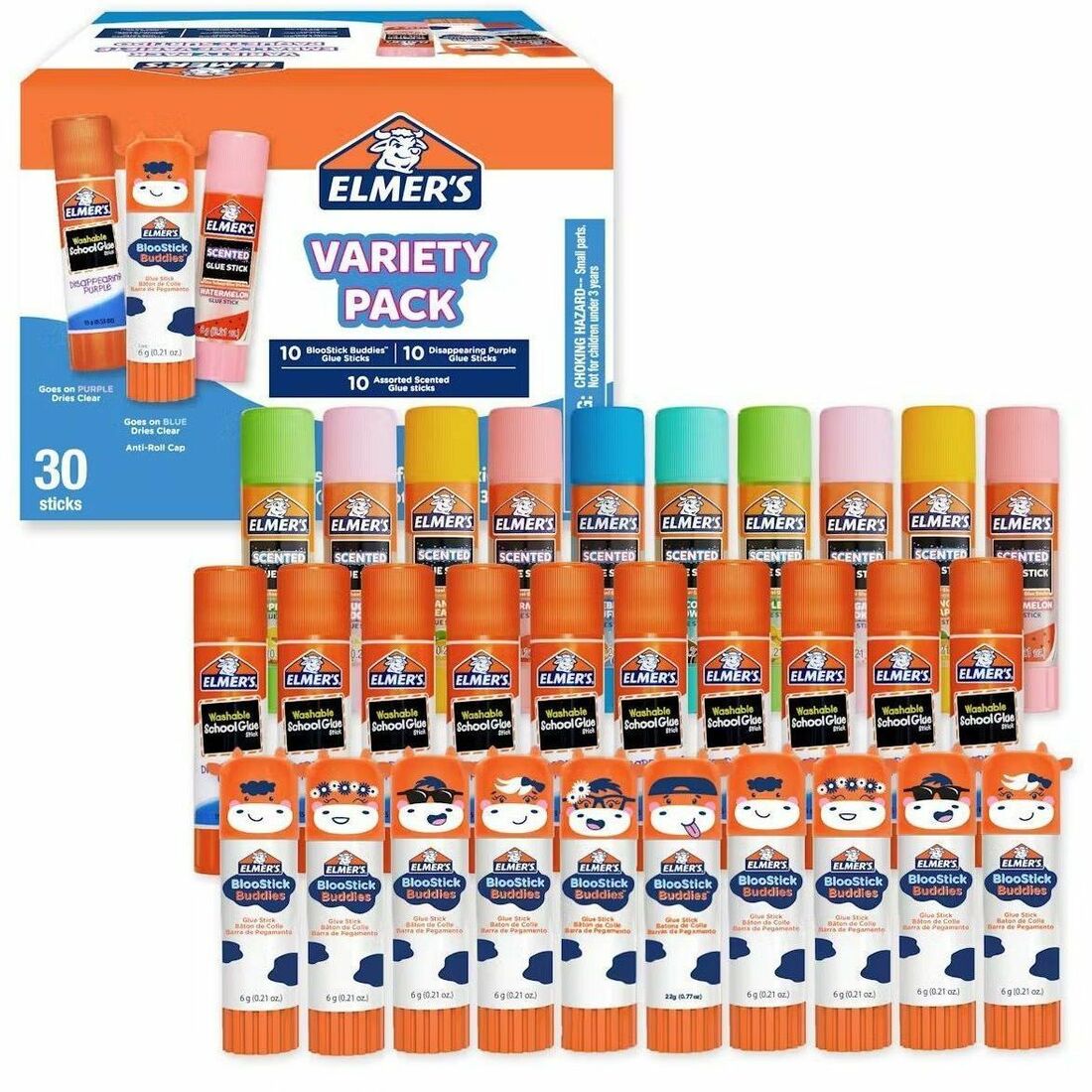 Blue, Purple, Clear - 30 / Box