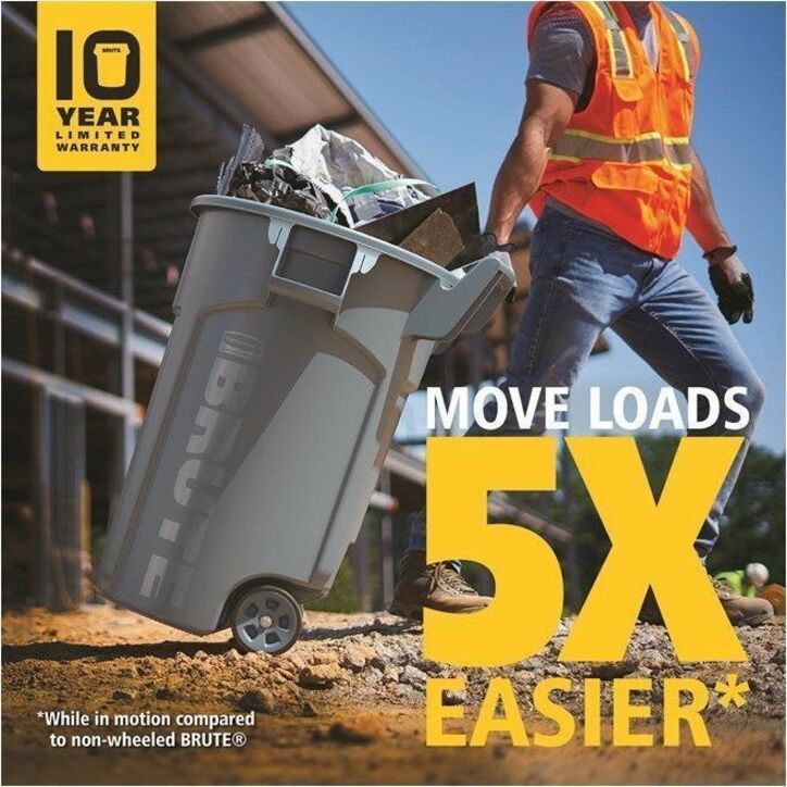 32 gal Capacity - For Commercial - Vented, Wheels, UV Resistant, Durable, Ergonomic Handle - 34" Height x 26.1" Width x 26.5" Depth - Resin - Gray - 1 Each