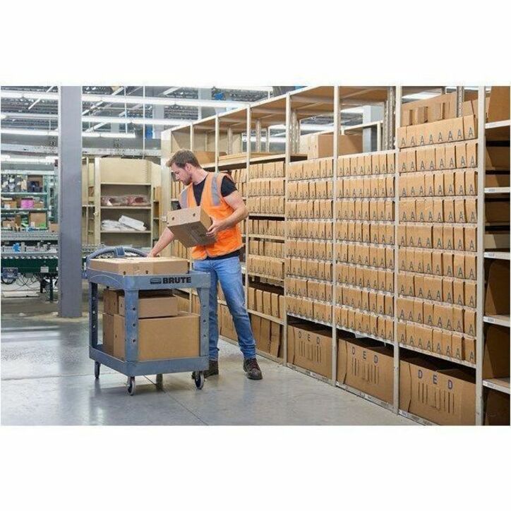 Rubbermaid Commercial Brute Utility Cart - 500 lb Load Capacity - 4 Casters - 5" Caster Size - Foam - 44" Length x 25.25" Width x 39" Height - Gray - 1 Each