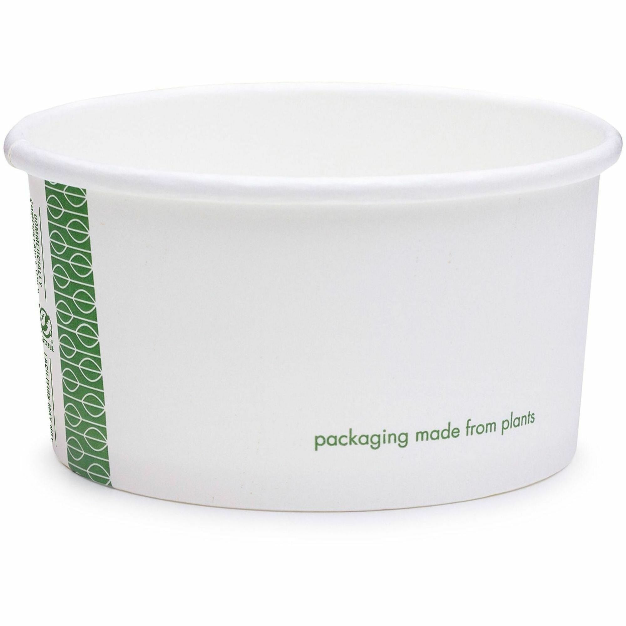 Soup, Food Storage, Ice Cream - White, Green - Paperboard, PLA-lined Paper Body - 1000 / Carton