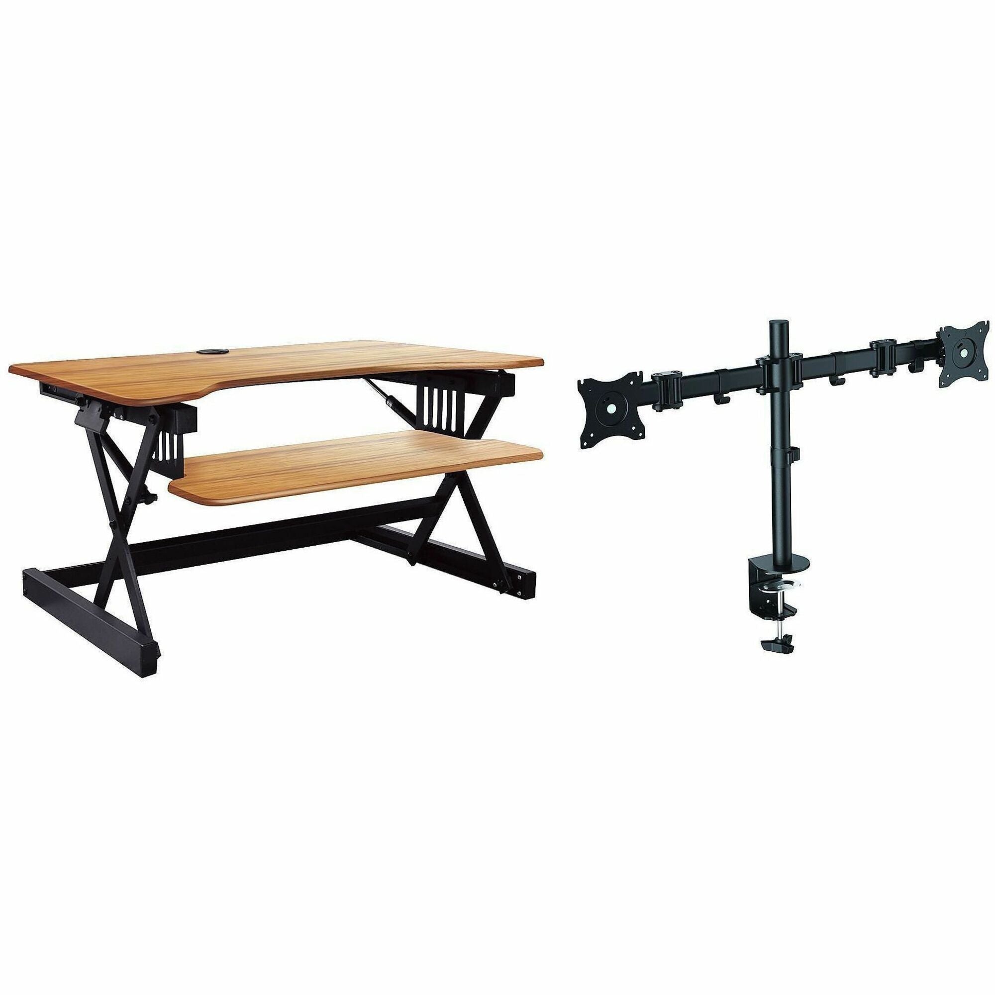 40 lb Load Capacity - 40" Width - Desktop - Brown - For Multipurpose - Adjustable Height, Grommet