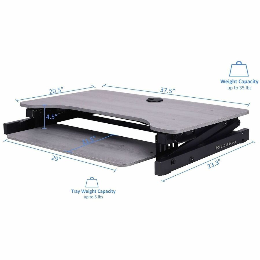 40" Width - Desktop - Gray - For Multipurpose - Grommet, Keyboard Tray