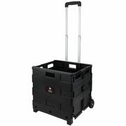 Business Source Stow-and-Go Mobile Storage Crate - Telescopic Handle - 60 lb Load Capacity - 12.72 gal Volume Capacity - 2 Casters - 18.25" Width x 15" Depth x 39.37" Height - Black