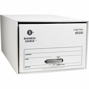 Business Source Drawer Storage Boxes - Media Size Supported: Legal - Heavy Duty - Stackable - Plastic - White - For Stacking, Storage, File - Recycled - 6 / Carton