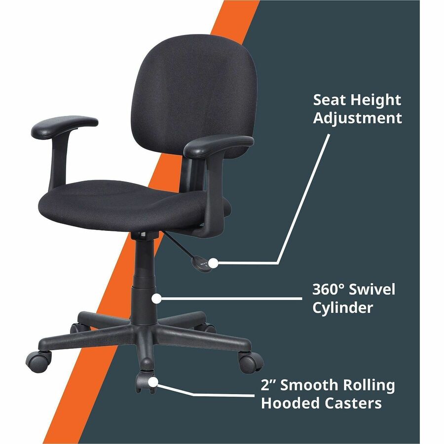 NuSparc Multi-Task Chair - Fabric Seat Material - Fabric Back Material - 5-star Base - Black - Armrest - 1 Each