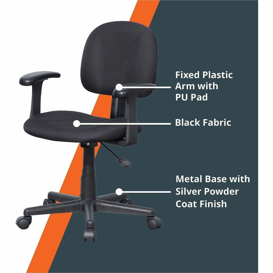 NuSparc Multi-Task Chair - Fabric Seat Material - Fabric Back Material - 5-star Base - Black - Armrest - 1 Each