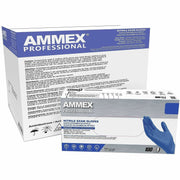 Ammex Nitrile Powder-Free Exam Gloves, Extra Large, Blue, 3 mil Thickness, 12.36" Length, Ambidextrous, Latex-Free, Textured, Non-Sterile, 10 Gloves per Carton