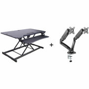 46" Width - Desktop - Black - For Multipurpose - Adjustable Height, Grommet