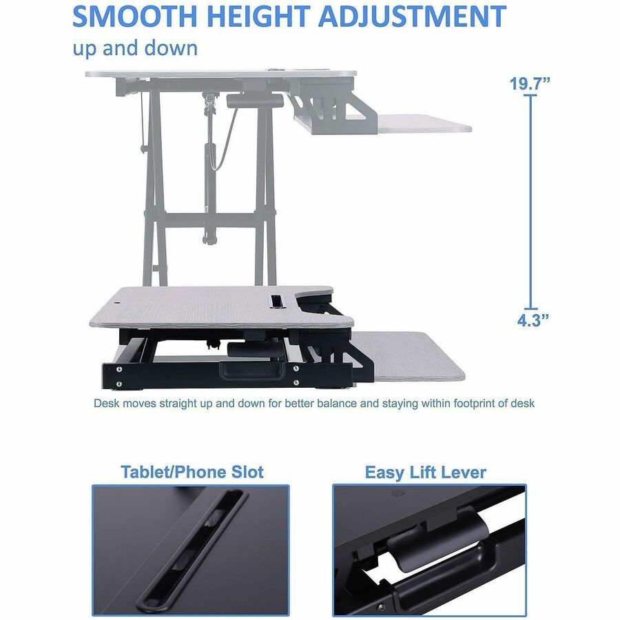 31.50" Width - Desktop - Gray - For Multipurpose - Adjustable Height, Grommet, Keyboard Tray, Scratch Resistant, Cable Management