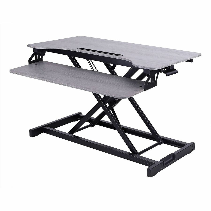 31.50" Width - Desktop - Gray - For Multipurpose - Adjustable Height, Grommet, Keyboard Tray, Scratch Resistant, Cable Management