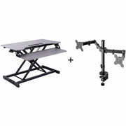 31.50" Width - Desktop - Gray - For Multipurpose - Adjustable Height, Grommet, Keyboard Tray, Scratch Resistant, Cable Management