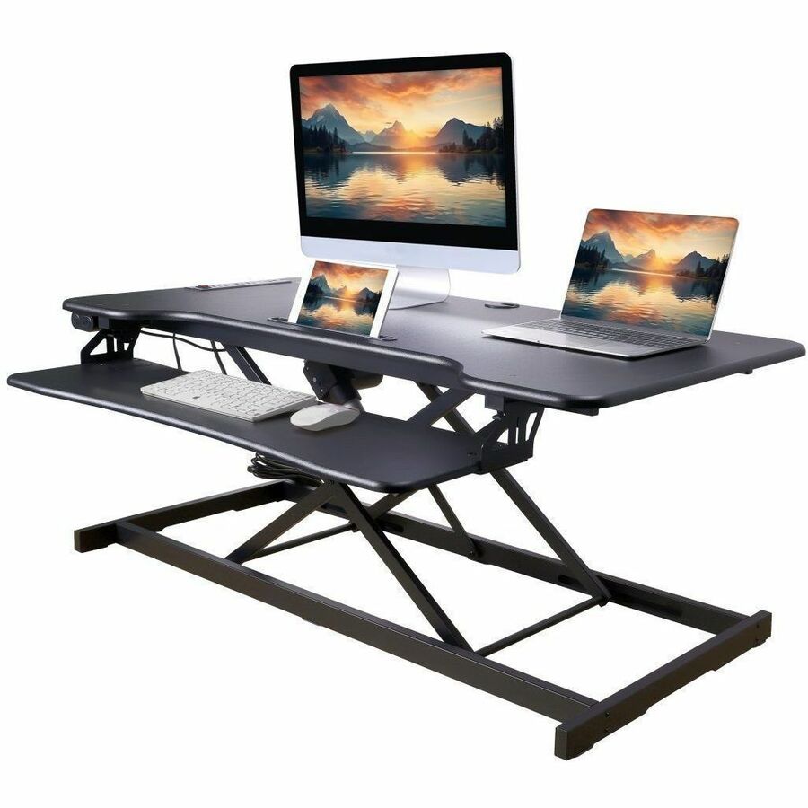 46" Width - Desktop - Black - For Multipurpose - Adjustable Height, Grommet
