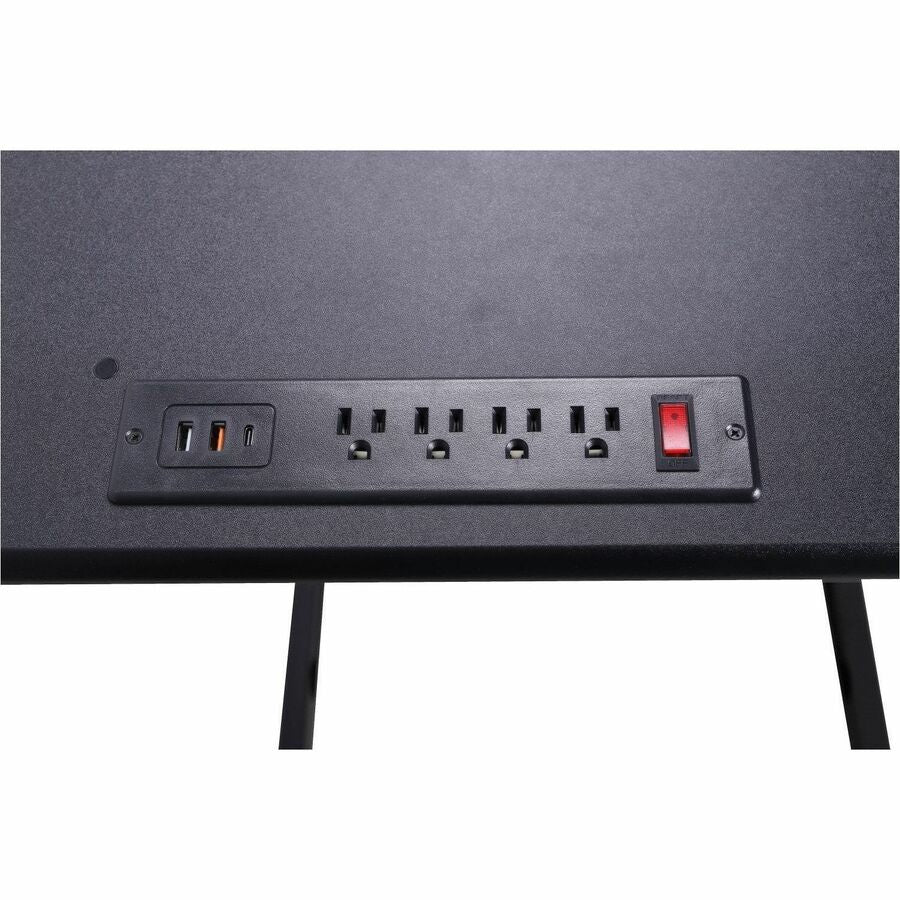 46" Width - Desktop - Black - For Multipurpose - Adjustable Height, Grommet